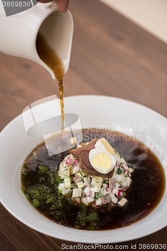 Image of Traditional Russian kvass soup okroshka