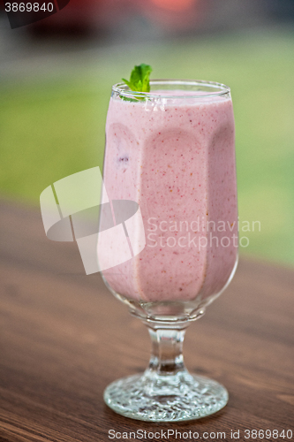 Image of Strawberry smoothie on  table