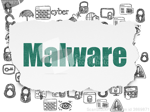 Image of Safety concept: Malware on Torn Paper background