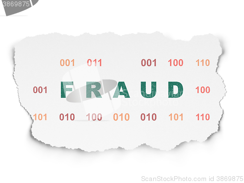 Image of Safety concept: Fraud on Torn Paper background