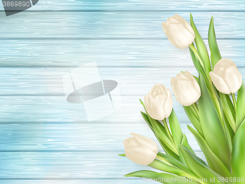 Image of Bouquet of white tulips. EPS 10