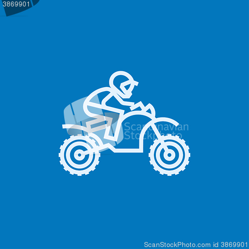 Image of Man riding motocross bike line icon.