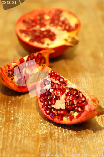 Image of broken ripe pomegranate fruit