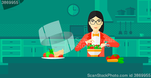 Image of Woman cooking meal.