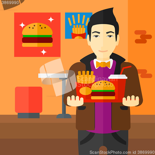 Image of Man with fast food.