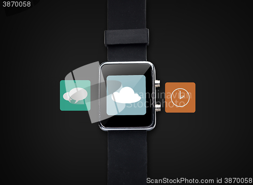 Image of close up of smart watch with application icons