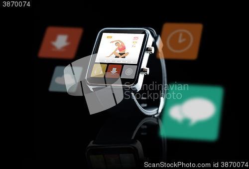 Image of close up of smart watch with sport application