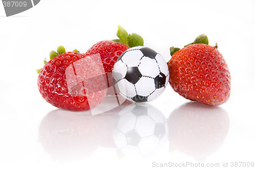 Image of Strawberries and soccer ball