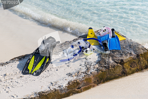 Image of diving gear on beach