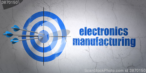 Image of Manufacuring concept: target and Electronics Manufacturing on wall background