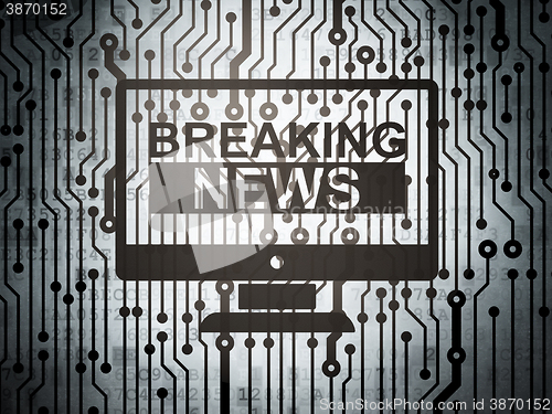 Image of News concept: circuit board with Breaking News On Screen