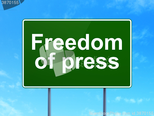 Image of Politics concept: Freedom Of Press on road sign background