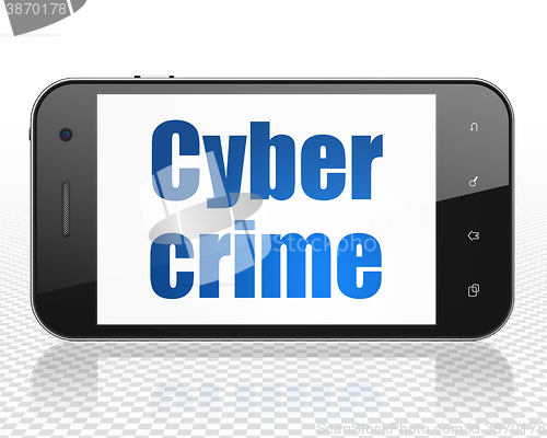 Image of Privacy concept: Smartphone with Cyber Crime on display