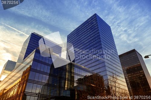 Image of Skyscrapers against blue sky