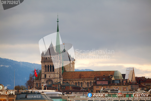 Image of Geneva cityscape overview with St Pierre Cathedral