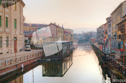 Image of The Naviglio Grande canal in Milan, Italy