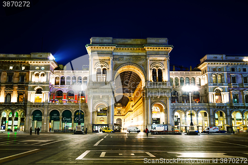 Image of Galleria Vittorio Emanuele II shopping mall entrance in Milan, I