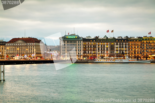 Image of Geneva cityscape overview at night