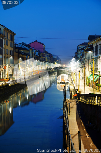 Image of The Naviglio Grande canal in Milan, Italy
