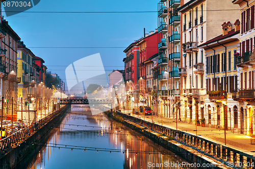 Image of The Naviglio Grande canal in Milan, Italy