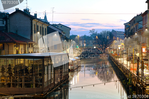 Image of The Naviglio Grande canal in Milan, Italy