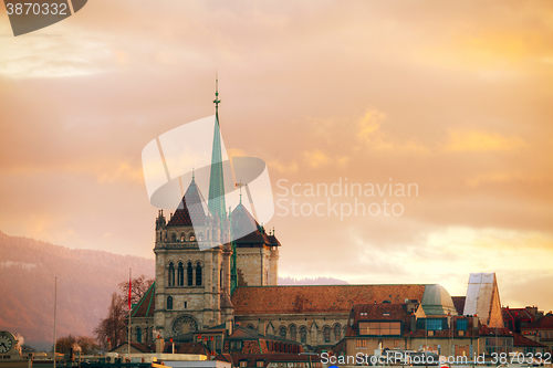 Image of Geneva cityscape overview with St Pierre Cathedral