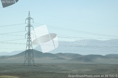 Image of Electricity tower in desert of Egypt