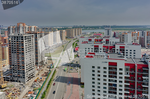 Image of European residential district in Tyumen. Russia