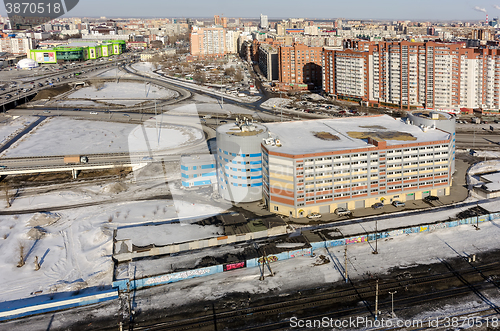 Image of Office building near railways. Tyumen. Russia