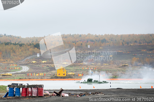 Image of BTR-82A armoured personnel carrier in water