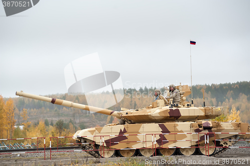 Image of Tank T-90S in motion. Russia