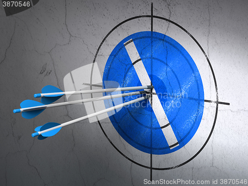 Image of Medicine concept: arrows in Pill target on wall background