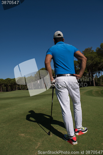 Image of golf player portrait from back