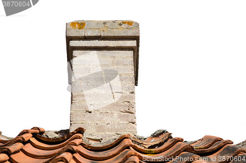 Image of Old chimney on a rooftop