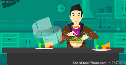 Image of Man cooking meal.