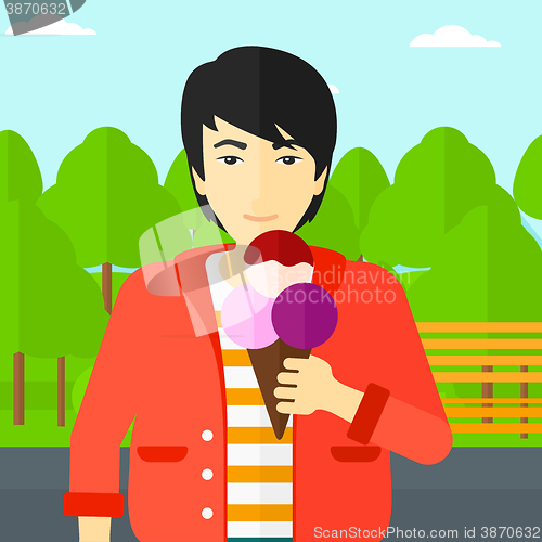 Image of Man holding icecream.