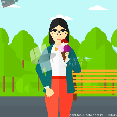 Image of Woman holding icecream.