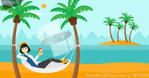 Image of Woman chilling in hammock.