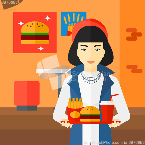 Image of Woman with fast food.