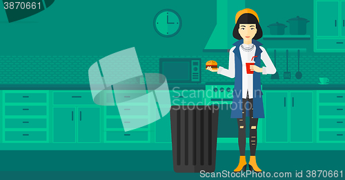 Image of Woman throwing junk food.