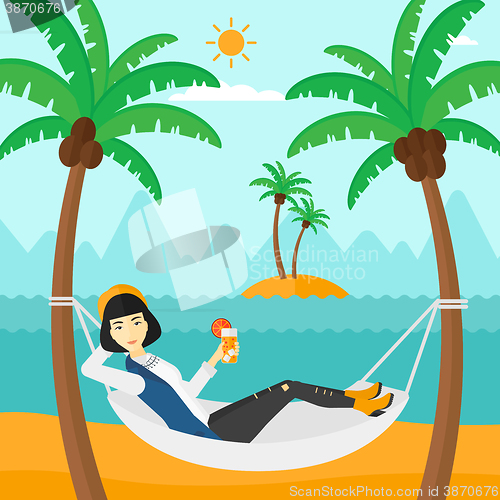 Image of Woman chilling in hammock.