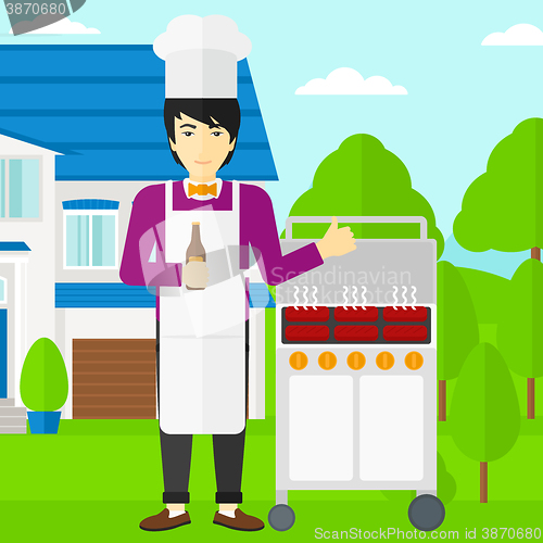 Image of Man preparing barbecue.