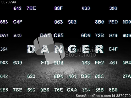 Image of Protection concept: Danger in grunge dark room