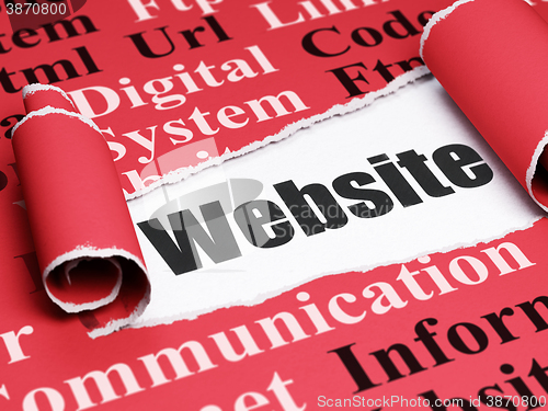 Image of Web design concept: black text Website under the piece of  torn paper