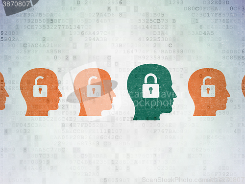 Image of Business concept: head with padlock icon on Digital Paper background