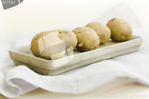 Image of Five raw potatoes