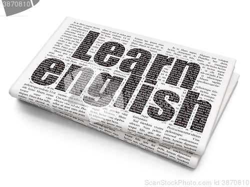 Image of Studying concept: Learn English on Newspaper background