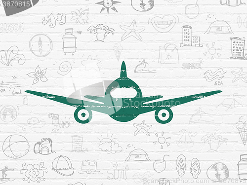 Image of Travel concept: Aircraft on wall background