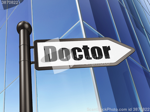 Image of Medicine concept: sign Doctor on Building background