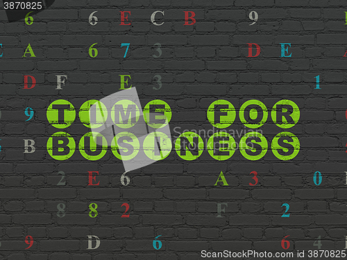 Image of Timeline concept: Time for Business on wall background